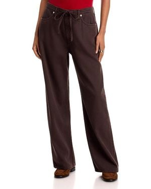 Rag & Bone Phoebe Featherweight Drawstring High Rise Wide Leg Jeans - Red