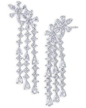 Kenneth Jay Lane Cubic Zirconia Flower Waterfall Statement Earrings - White