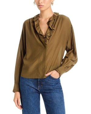 Johnny Was Yalenna Ruffled Trim Blouse - Blue