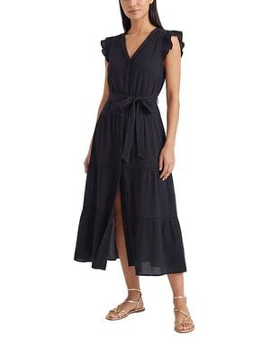 Change of Scenery Emily Cotton Cover-Up V-Neck Dress - Blue