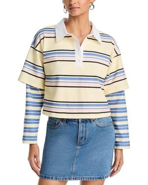 Aqua Multi Stripe Layered Long Sleeve Tee - Blue