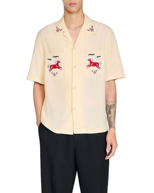 Sandro Embroidered Horse Loose Fit Shirt - Multicolor