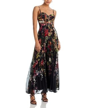 Aqua Pleated Floral Guest Of Dress - Black