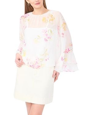 Vince Camuto Double Ruffle Sleeve Blouse - White