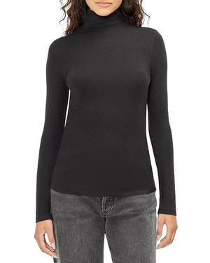 Three Dots Mock Neck Top - Black