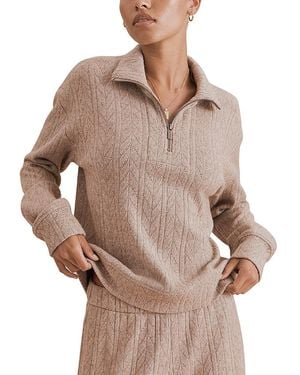 Splendid Sweater Soft Quarter Zip Sweatshirt - Brown
