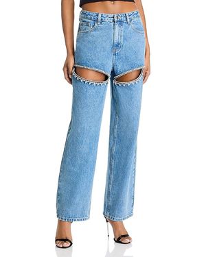 Steve Madden Taylor Rhinestone Trim Pants - Blue