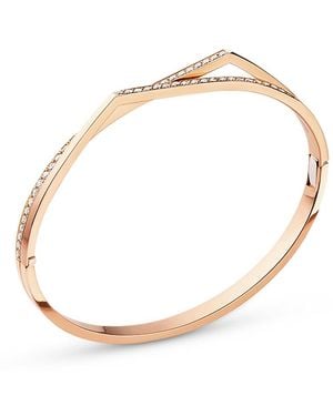 Repossi 18K Antifer Diamond Double Row V-Shape Bangle Bracelet - White
