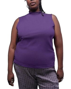 WILDFANG Plus The Everyday Mock Neck Tank Top - Purple