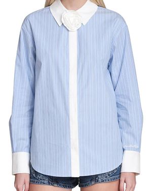 Avec Les Filles Rose French Cuff Shirt - Blue