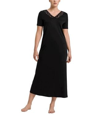 Hanro Moments Short Sleeve Long Gown - Black