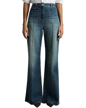 Reiss Petites Sakura Flare Patch Pocket Jeans - Blue