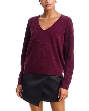 Aqua Cashmere 100% Cashmere V Neck Sweater - Purple