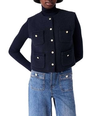 Maje Liponette Tweed Vest - Blue