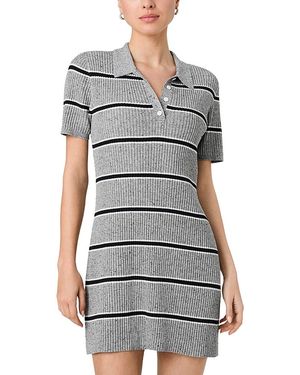 French Connection Mason Knit Varsity Stripe Polo Dress - Gray