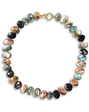 Chan Luu Gemstone Collar Necklace, 17 - Metallic