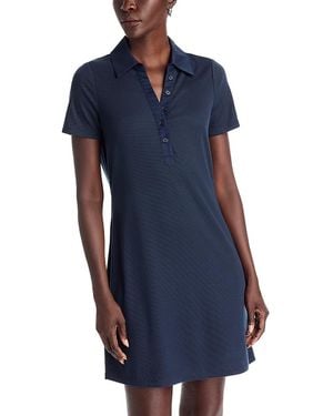 SINGLE THREAD Rib Dress With Woven Placket - Blue