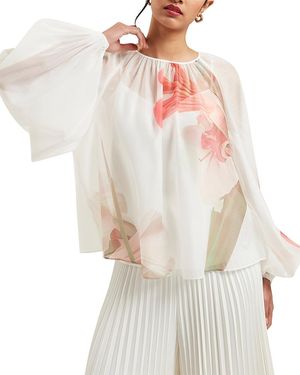 Ted Baker Eriana Organza Bishop Sleeve Blouse - White