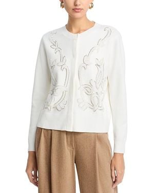 Sioni Embellished Snap Front Cardigan - White