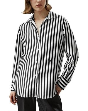 LILYSILK Amalfi Stripe Silk Shirt - Black