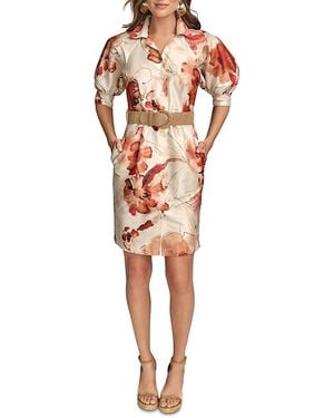 Donna Karan Floral Print Shirtdress - White