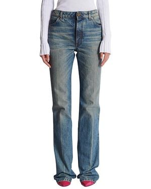 Balmain Straight-Leg Faded Denim Jeans - Blue
