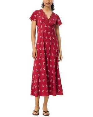 Whistles Petites Lace Trim Midi Dress - Red