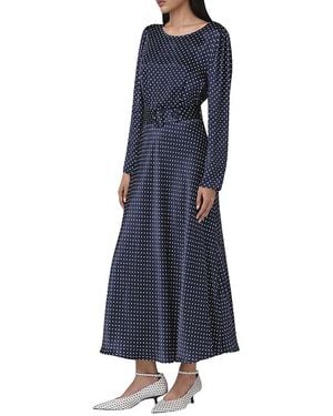 Ghost Sophia Polka Dot Belted Midi Dress - Blue