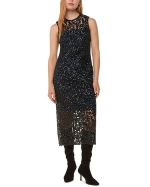 Whistles Lyra Floral Sequin Midi Dress - Black