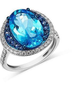 Bloomingdale's Fine Collection Swiss Topaz, Sapphire & Diamond Halo Ring - Blue