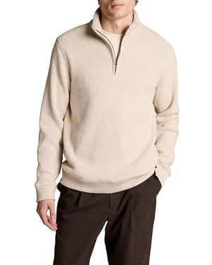 Vince Brushed Waffle Cotton Blend Quarter Zip Sweater - Natural