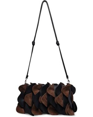 FARM Rio Leather & Suede Flower Clutch - Black