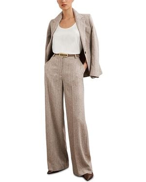 Reiss Petites Isla Texture Wide Leg Pants - Natural