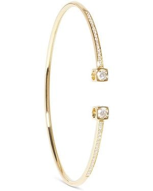Dinh Van 18K Le Cube Diamant Diamond Cube & Channel Set Wire Cuff Bracelet - Metallic