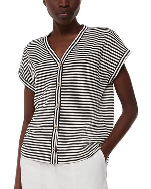 Whistles Jilly Stripe Button Front Top - Multicolour
