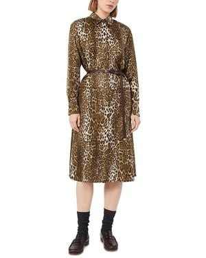 Max Mara Mstvigile Silk Belted Shirt Dress - Natural