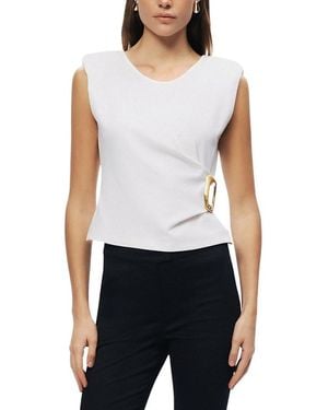 Nocturne Sleeveless Buckle-Detail Blouse - White