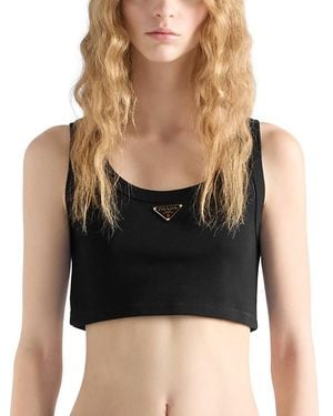 Prada Jersey Cropped Top - Black