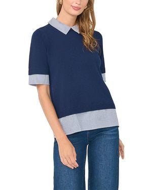 Vince Camuto Crewneck Layered Sweater Top - Blue