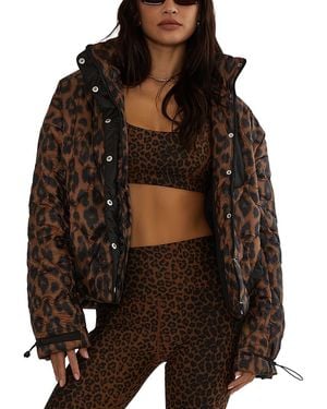 Beach Riot Harvie Quilted Leopard Print Jacket - Brown