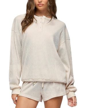 Edikted Baila Waffle Henley Top - Natural