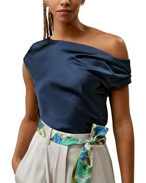 LILYSILK Boat Neck Silk Top - Blue
