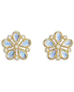 Temple St. Clair 18K Fj Moonstone & Diamond Luna Flower Stud Earrings - Metallic