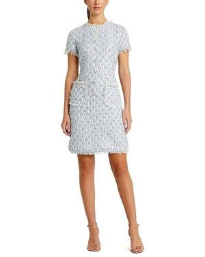 Mac Duggal Cap Sleeve Floral Button Detail Shift Dress - Blue