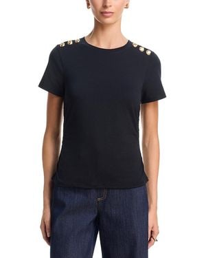 Cinq À Sept Jasper Button Shoulder Top - Black