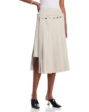 ROKH Double Layer Pleated Skirt - Natural