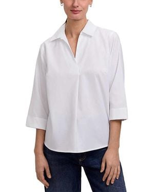 Foxcroft Cleo Johnny Collar Top - White