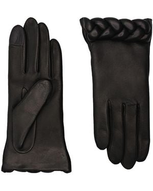 Agnelle Edith Braided Cuff Gloves - Black