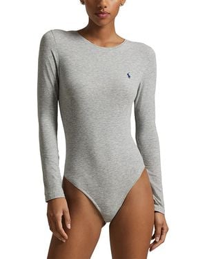 Polo Ralph Lauren Cotton Blend Long Sleeve Bodysuit - Gray
