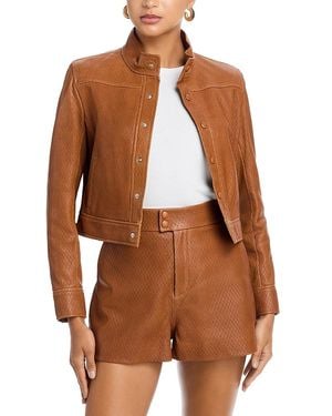 FRAME The Leather Trucker Jacket - Brown
